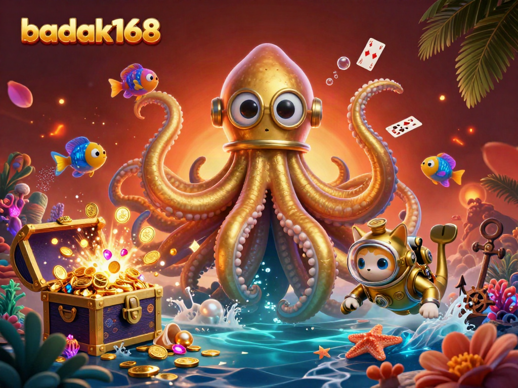 Gamatkan pengalaman bermain di badak168 dengan ilustrasi kasino 3D yang penuh warna.