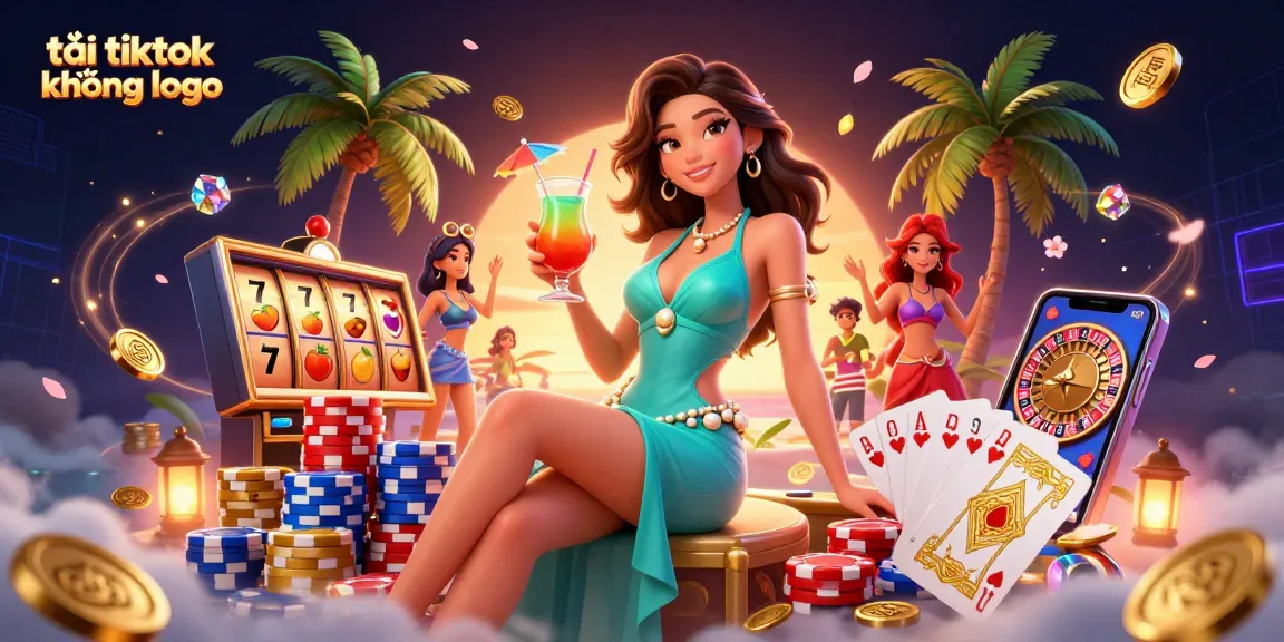Download TikTok videos without logos using our platform, featuring vibrant gambling elements in a rich scene.