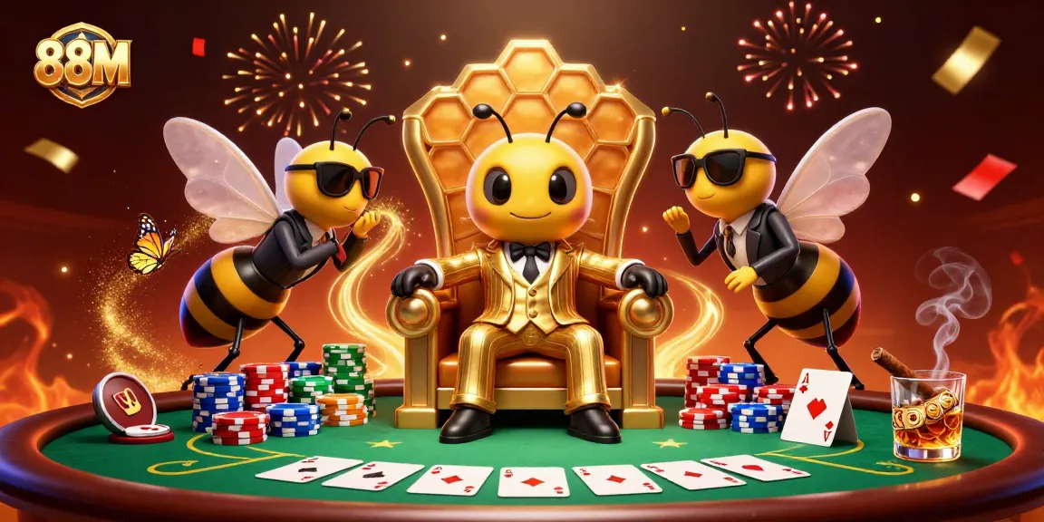 Join the boss of 88M gambling in a dazzling poker showdown filled with colorful chips and excitement.