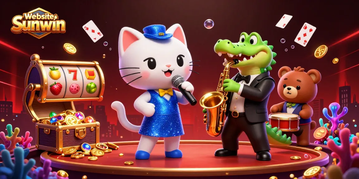Experience gaming excitement with Website Sunwin featuring a jazz-singer cat, a saxophonist crocodile, and a drumming bear.