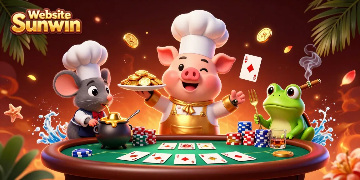 Engage in thrilling gameplay with Website Sunwin, as gold coins and poker chips fly in a vibrant casino scene.