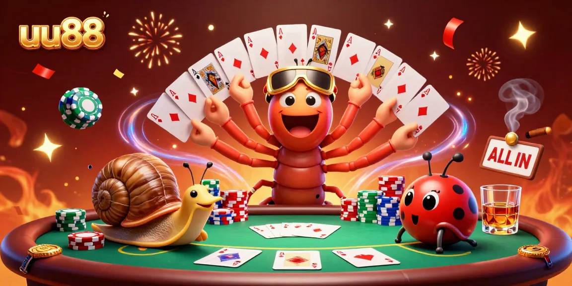 Experience the excitement at uu88 with a vibrant casino scene featuring a lively dealer and high-roller moments.