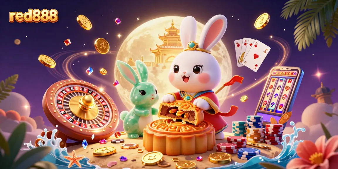 Experience thrilling casino fun with red888's dazzling moon rabbit and poker elements.
