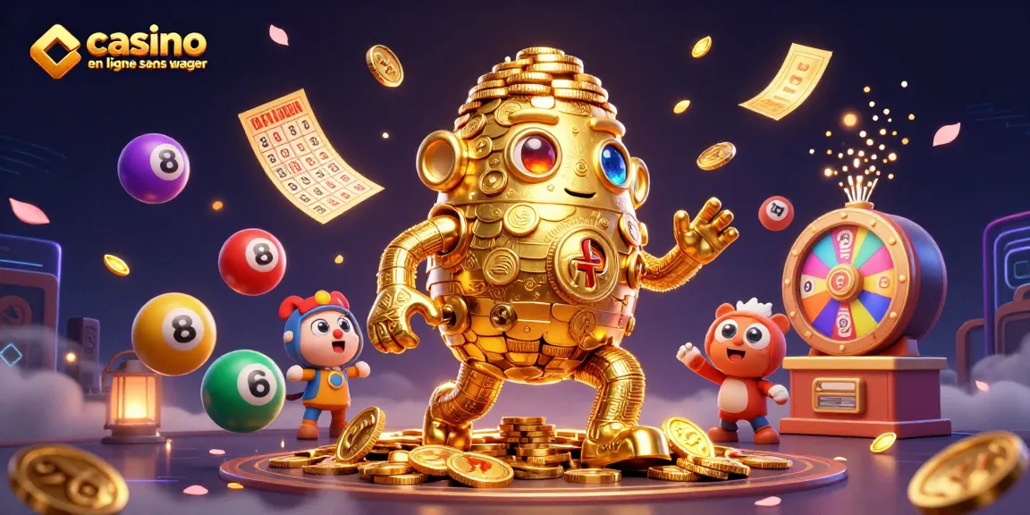 Visualisez un casino en ligne sans wager avec un golem doré magique et des éléments de jeu captivants.