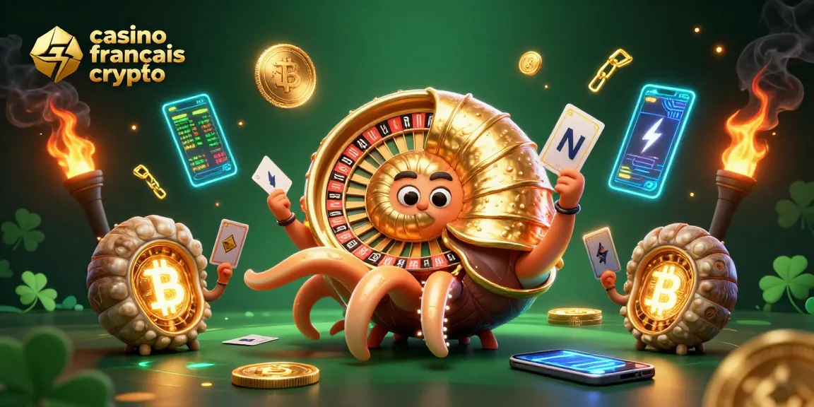 Découvrez un casino français crypto avec une scène colorée et dynamique mettant en avant des éléments de jeu et des crypto-monnaies.