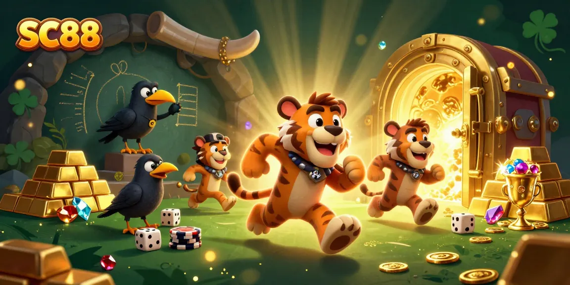 SC88 welcomes players with thrilling casino games, showcasing a vivid illustration of a prehistoric casino.