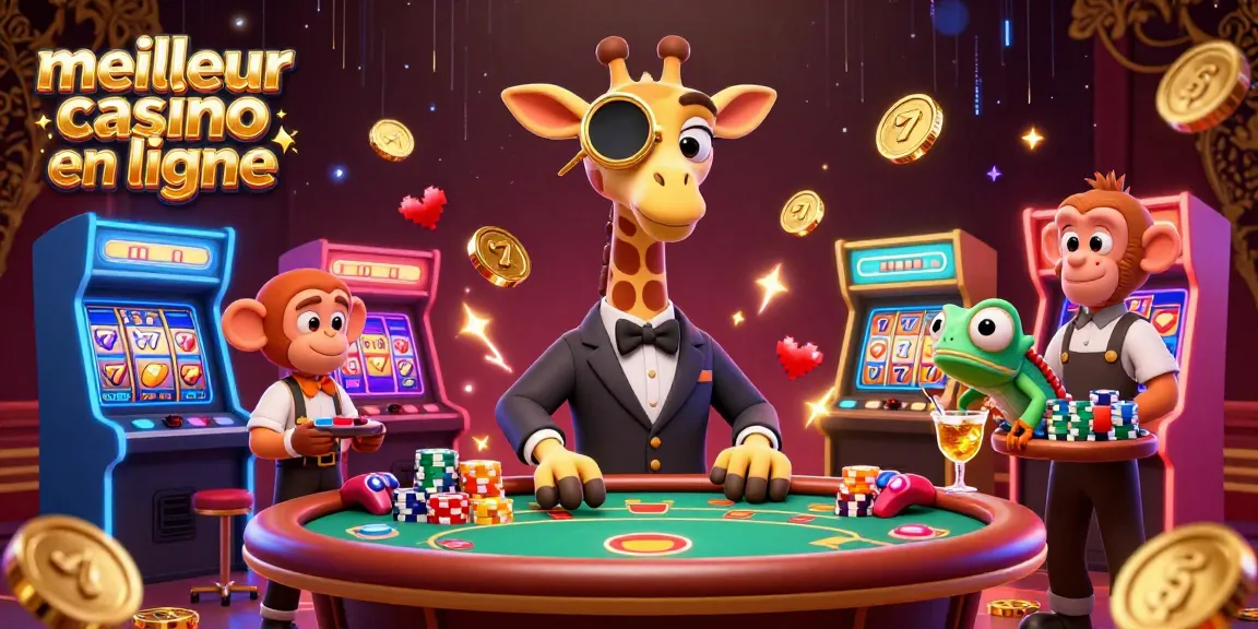 Vivez l'action des jeux au meilleur casino en ligne avec une illustration animée de luxe.