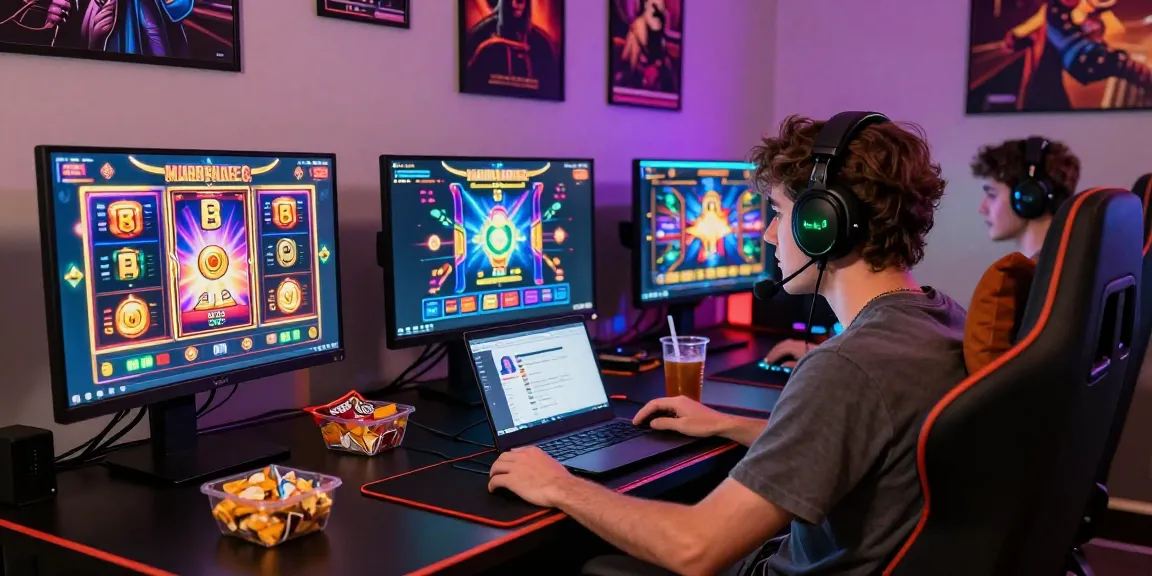 Exciting online gaming setup featuring a player on Gravatar profile at https://gravatar.com/playbook88official with vibrant slot games.