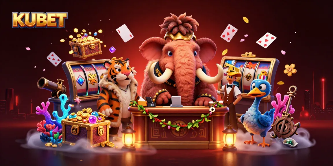 Experience KUBET Casino excitement with an animated scene of vibrant characters and gaming elements.