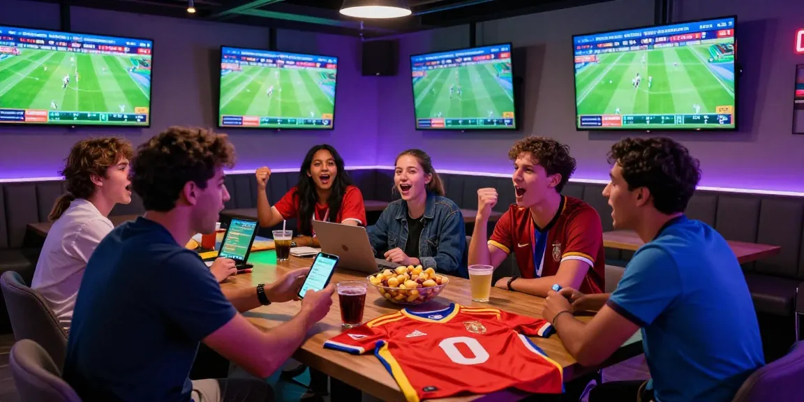 Exciting sports betting atmosphere at GACOR25, showcasing real-time football matches and fans engaging with mobile betting.