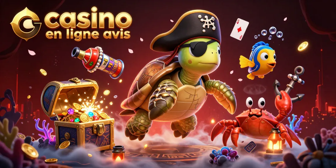 Explorez l'univers du casino en ligne avis avec une tortue pirate et des trésors sous-marins.